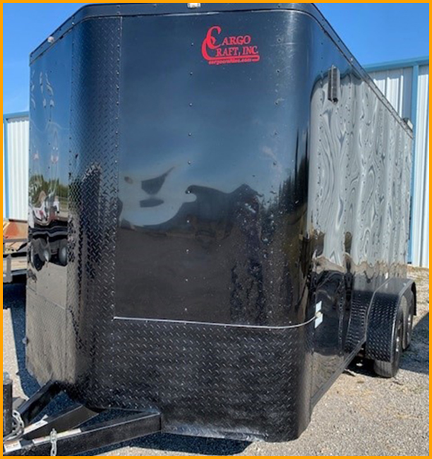 Front view of duck hunting trailer.