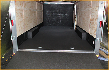 Interior of 20 foot box trailer with GatorHyde lining