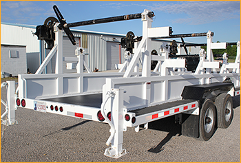 Powerline cable trailer bed lined with GatorHyde
