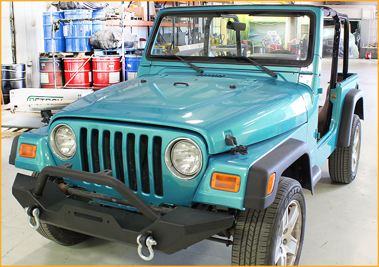 Jeep interior floor lined with GatorHyde spray