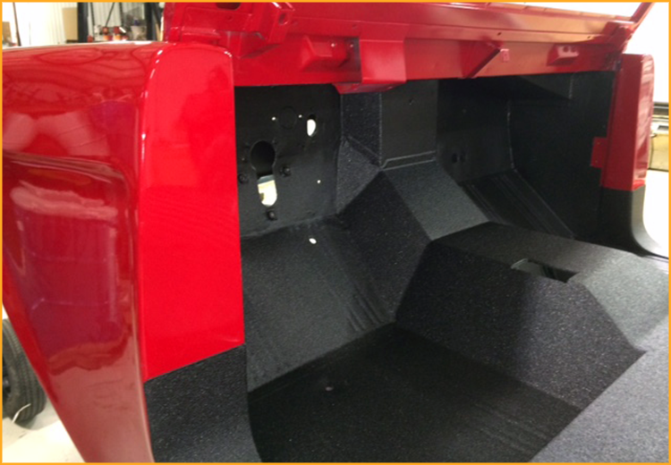 Ford Bronco interior floor sprayed with GatorHyde