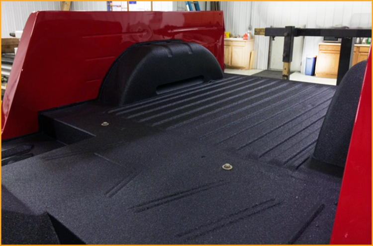 Ford Bronco interior floor sprayed with GatorHyde