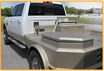 Flatbed truck sprayed with GatorHyde DLX as basecoat and topcoat is a color stable urethane paint.