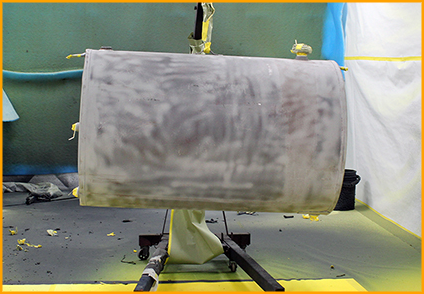  Exterior of diesel fuel storage tank was sanded blasted to help polyurea bond to steel surface.