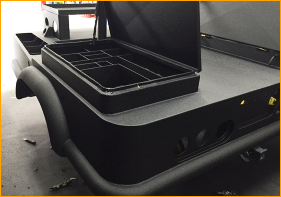 Custom built truck utility bed.