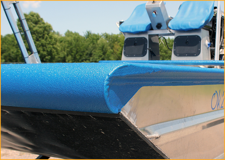 Closeup of custom built airboat deck.