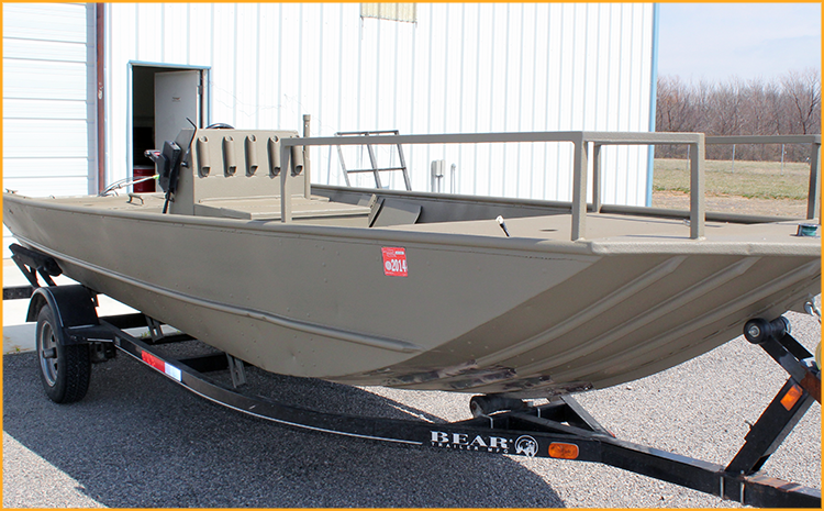 John-boat interior and exterior sprayed with GatorHyde polyurea