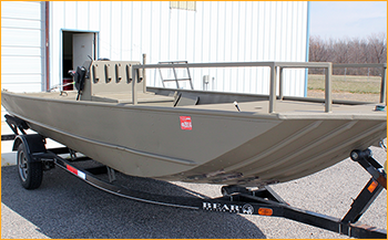 Boat trailer with GatorHyde CG and top coated with an aliphatic urethane