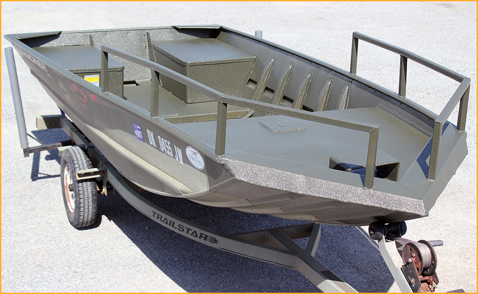 Another Tracker fishing boat lined with GatorHyde polyurea.